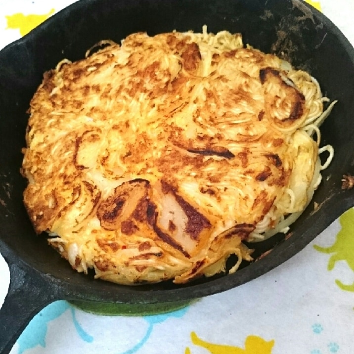 素麺のキムチーズチヂミ